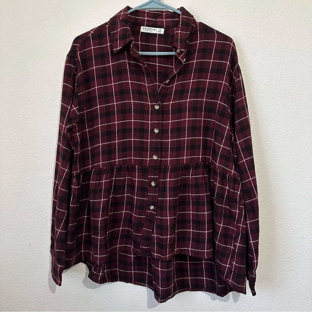 Arizona Jean Co Baby Doll Plaid Peplum XS NWT Fall Autumn Grunge Boho Classic